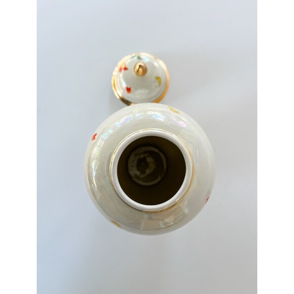 Kudo Toki Fancy Ginger Jar Japan Floral Gold White - Picture 3 of 5